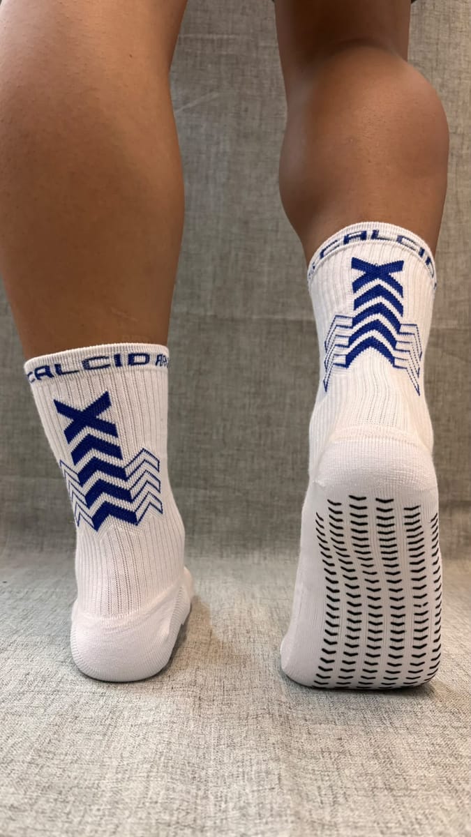 Medias calcio, blanca con azul